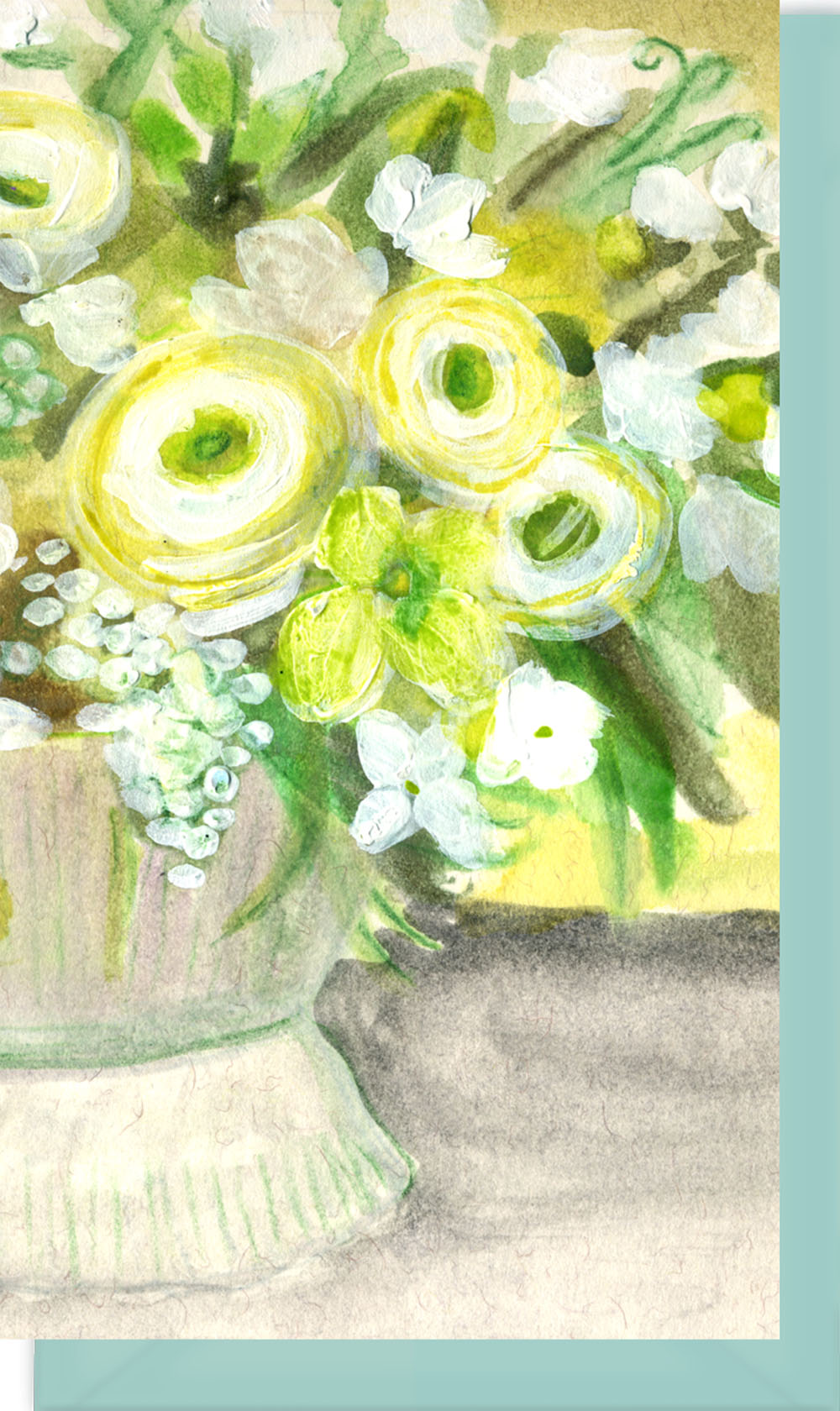 Small Enclosure Card - Vase with Yellow & White Flowers