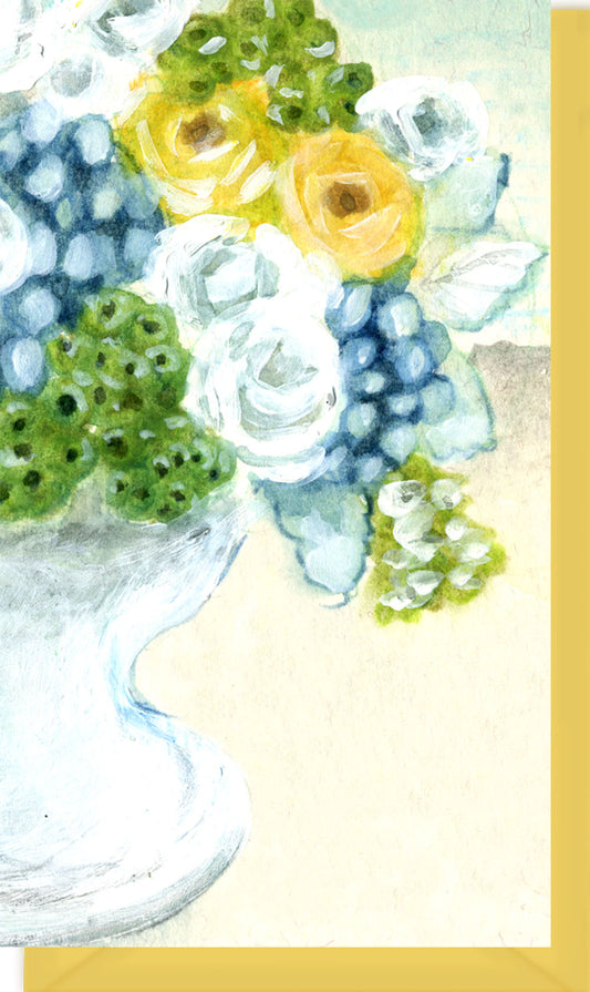 Small Enclosure Card - Vase with Yellow & Blue Flowers
