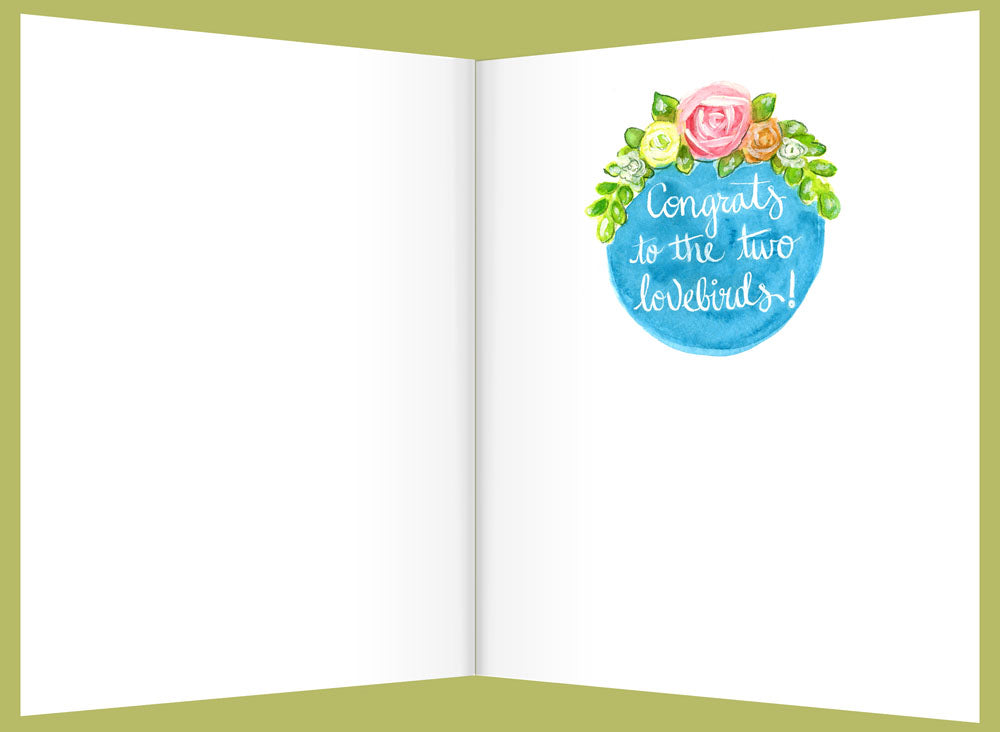 Vintage Lovebirds Wedding Greeting Card - Congrats to the two lovebirds
