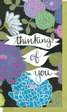 Small Enclosure Card - Thinking of You Flowers Black Background