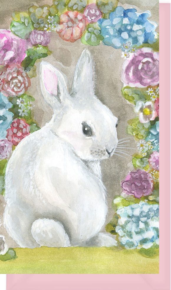 Small Enclosure Card - Bunny with Flowers
