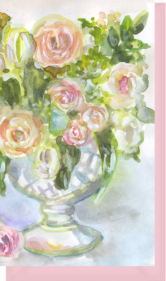 Small Enclosure Card - Milk Glass Vase with Flowers