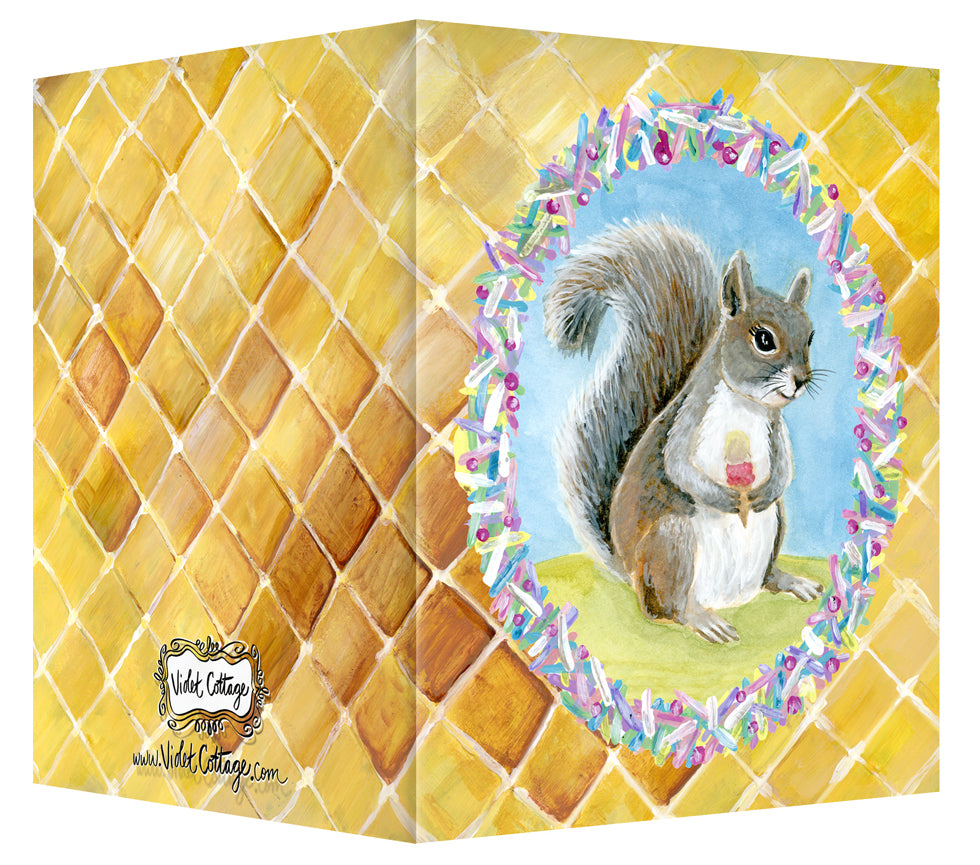 Squirrel with Ice Cream Greeting Card - Blank Inside