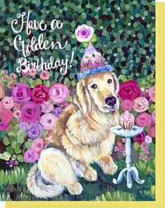 Golden Retriever Birthday Greeting Card - Blank Inside