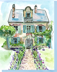 Watercolor House & Garden - Blank Inside Notecard