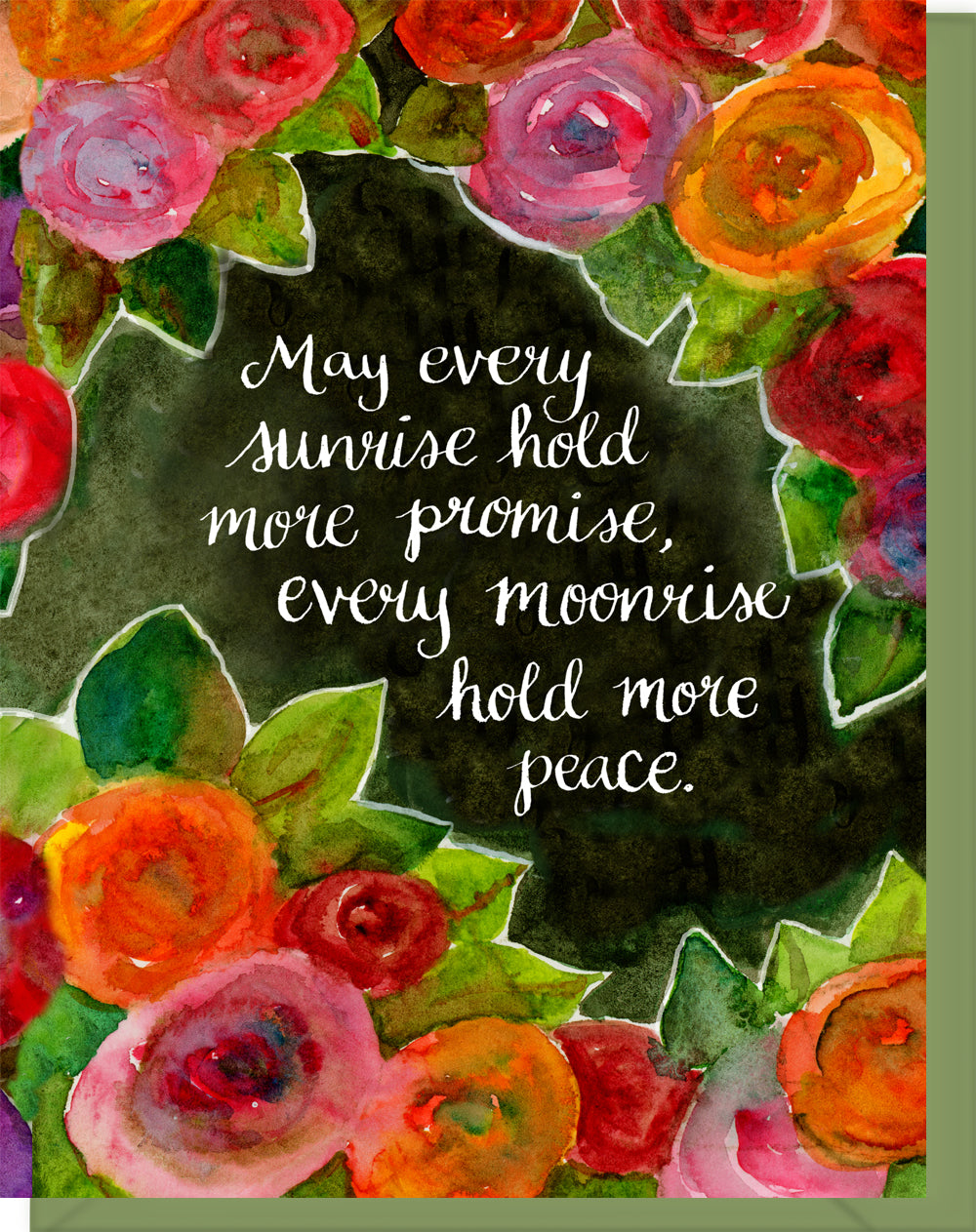 Watercolor Floral Sympathy Greeting Card - Inside Reads "with deepest sympathy"