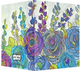 Watercolor Hollyhocks & Roses - Blank Inside Notecard