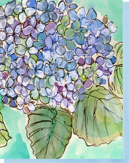 Watercolor Hydrangeas - Blank Inside Notecard